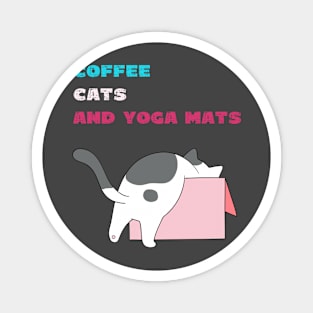 Coffee cats and yoga mats funny yoga and cat drawing Magnet